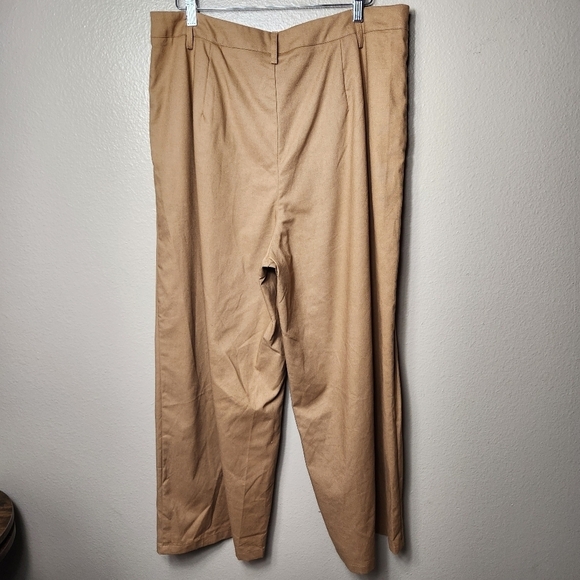 Cider Wmns Brown Linen Blend High Rise Wide Leg Pleated Crop Pants-Size 1XL NWT - Picture 4 of 7